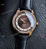 Omega De Ville Cal.8501 Movement 41mm Black Crocodile Leather Band Brown Face Watch